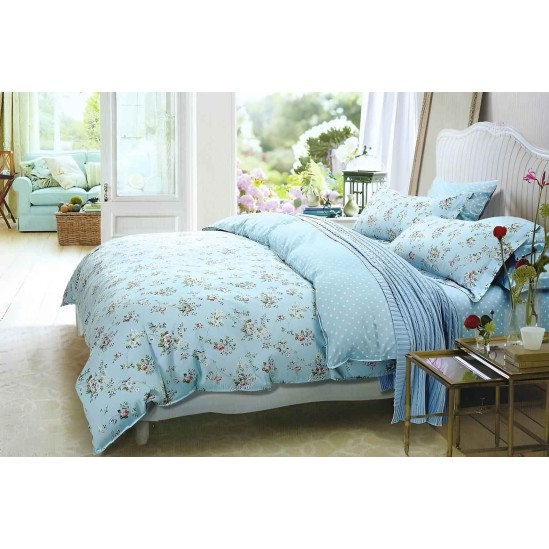 Linge de lit en satin de coton, 100% coton – Kela bleu