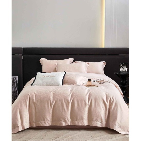 Linge de lit de luxe en coton 100 % avec jacquard Lisava – rose