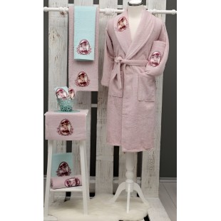 Peignoir de bain de luxe brodé "Francesca" – Rose