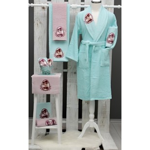 Peignoir de bain de luxe brodé "Francesca" – Vert